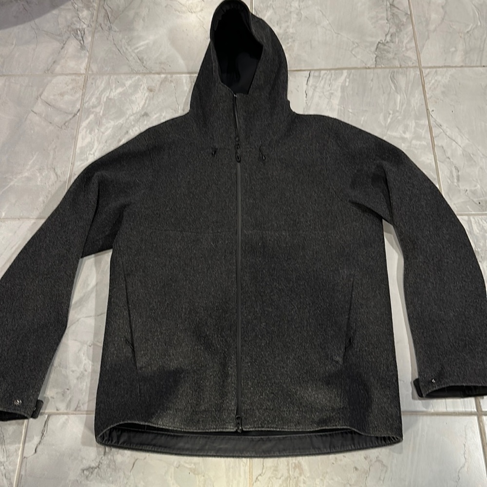 Patagonia Recycled Wool hooded jacket coat black gray medium excellent